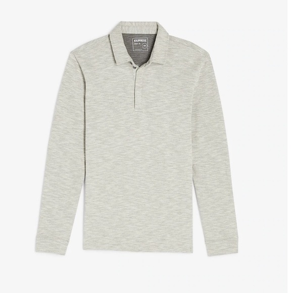 Express Other - Express Herringbone Long Sleeve Polo